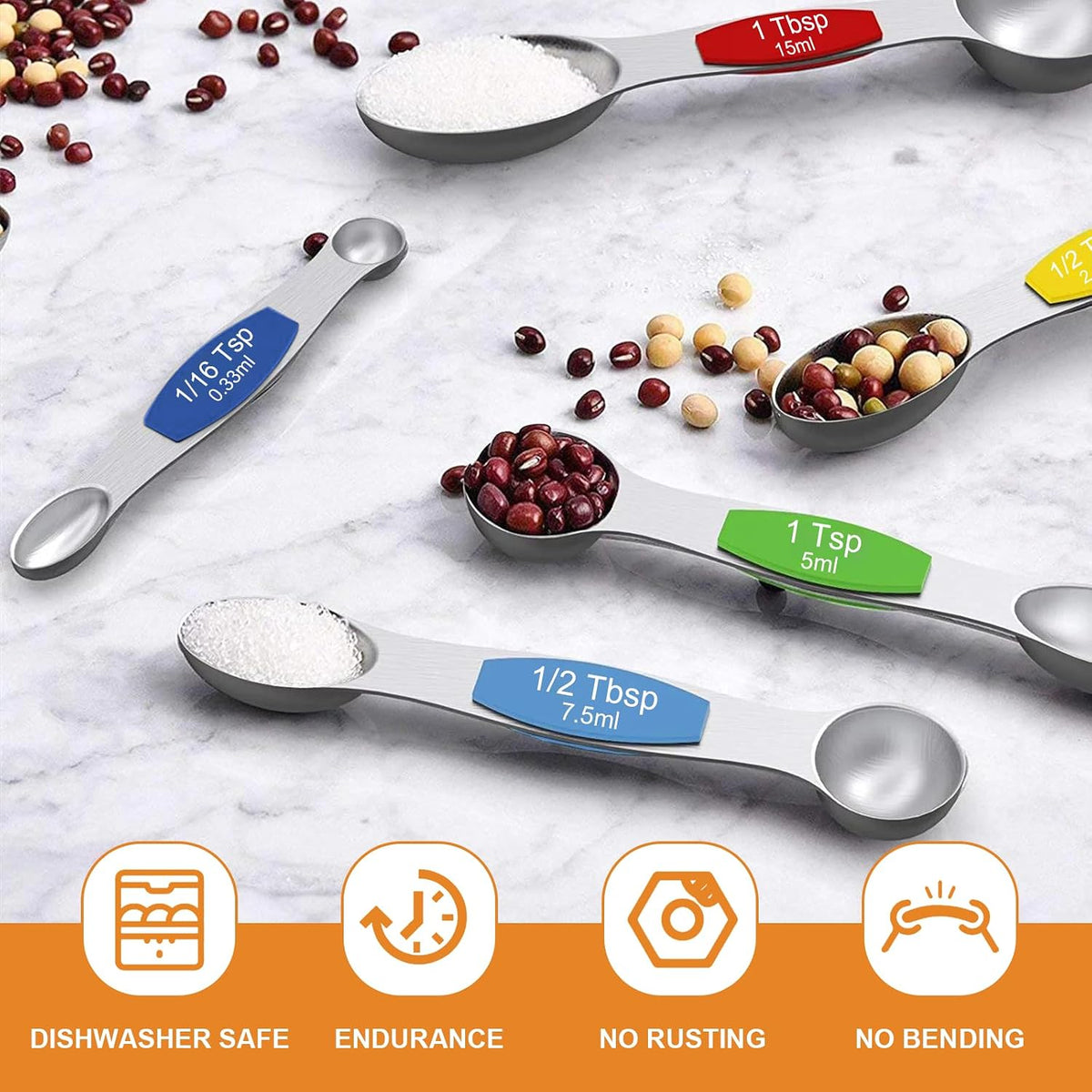 Stainless Steel Magnetic Measuring Spoons with Strong Magnets, 14pc