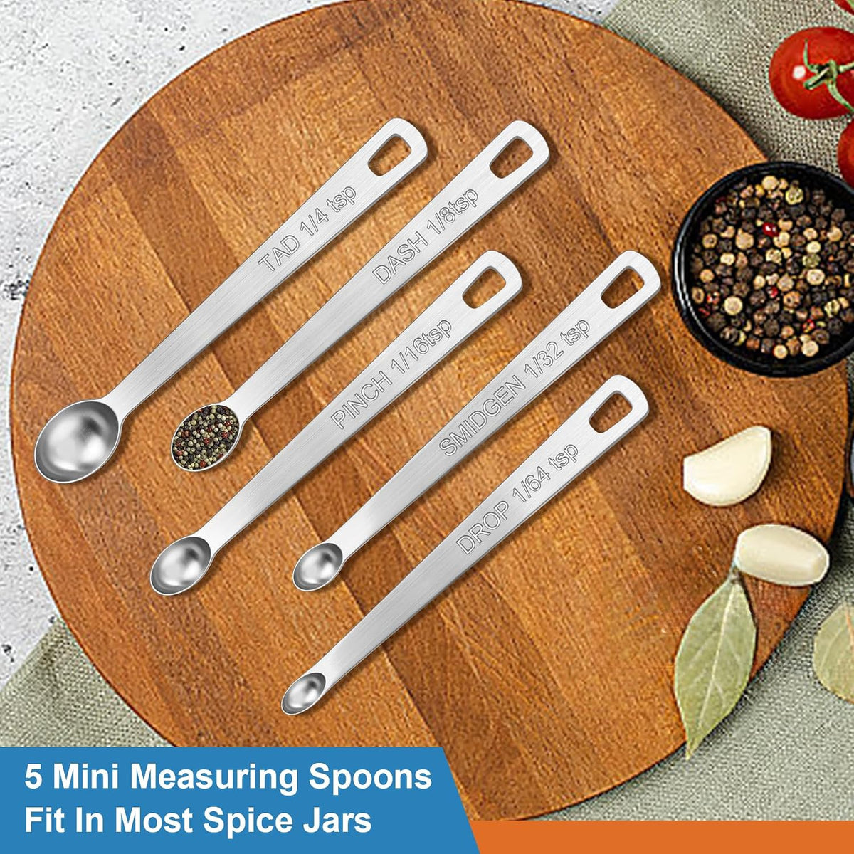 Stainless Steel Magnetic Measuring Spoons with Strong Magnets, 14pc