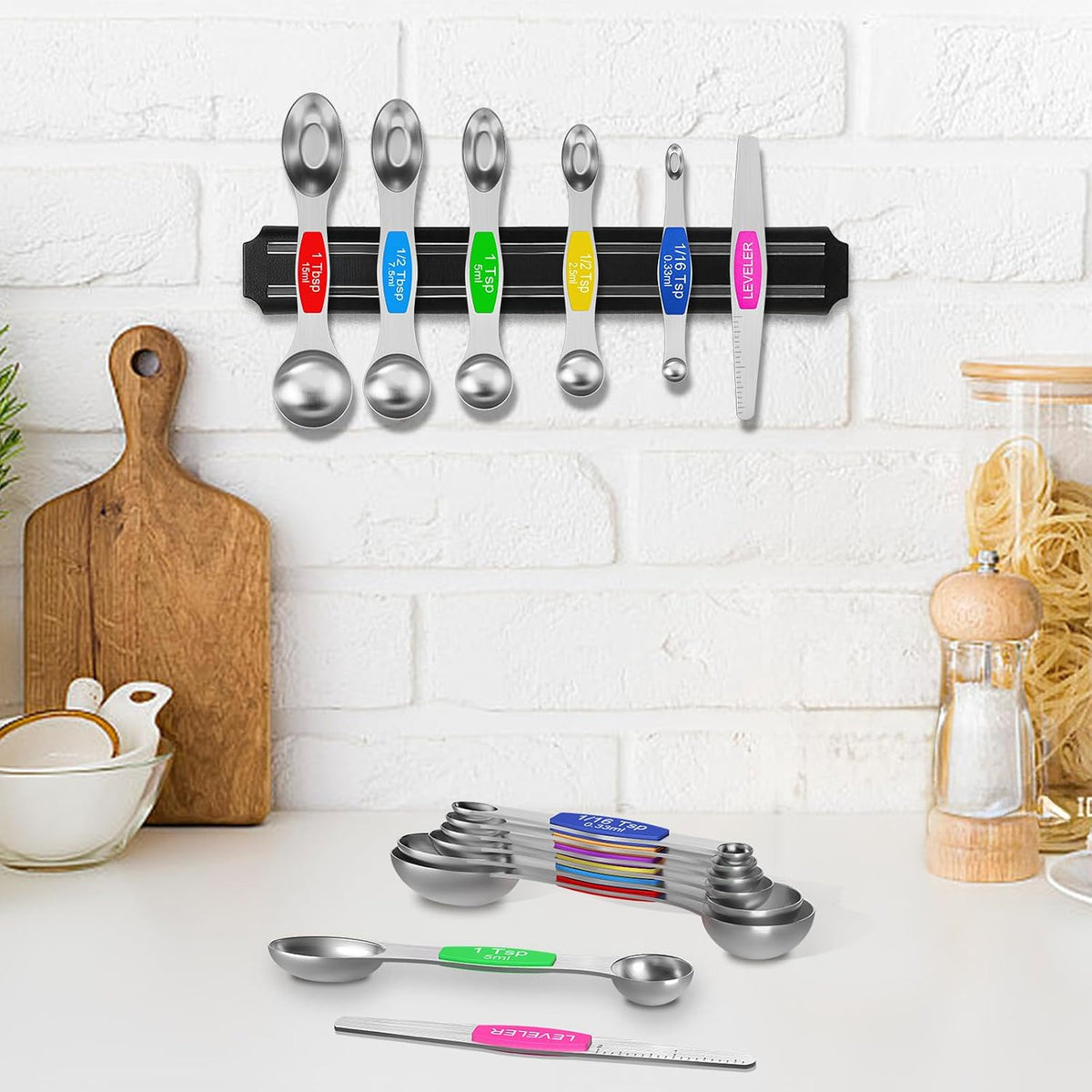 Stainless Steel Magnetic Measuring Spoons with Strong Magnets, 14pc