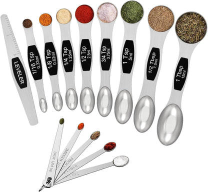 Stainless Steel Magnetic Measuring Spoons with Strong Magnets, 14pc