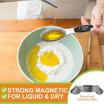Stainless Steel Magnetic Measuring Spoons with Strong Magnets, 14pc