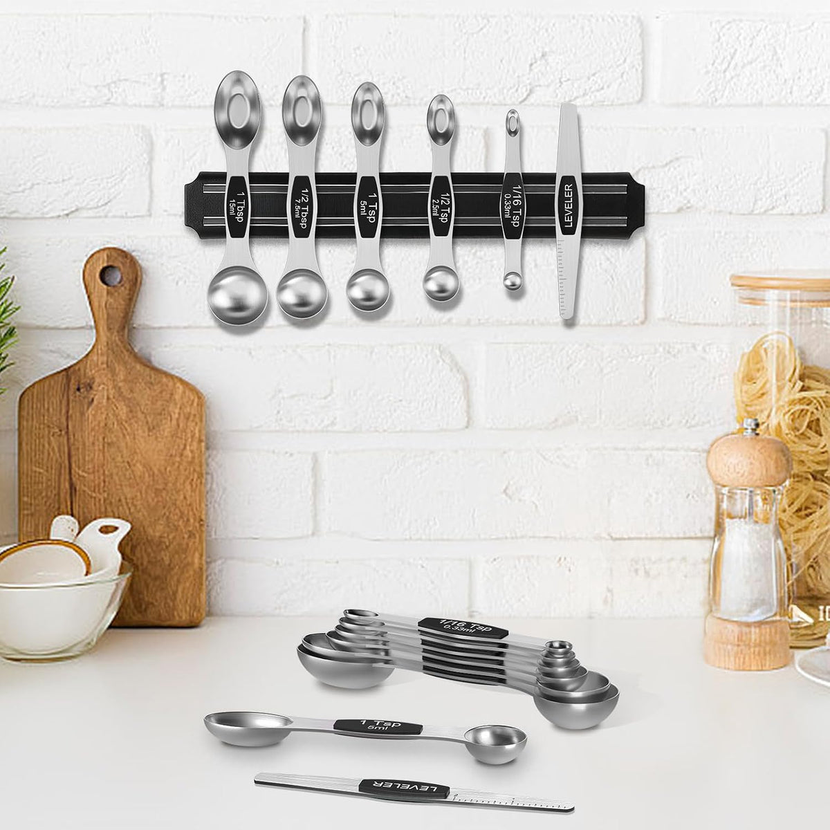 Stainless Steel Magnetic Measuring Spoons with Strong Magnets, 14pc