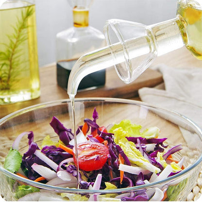 Oil Bottle Glass Olive Oil Dispenser Bottle Glass Cooking Oil Vinegar Measuring Dispenser with Spout for Kitchen and BBQ (500 ml/17 oz,2 Pack)