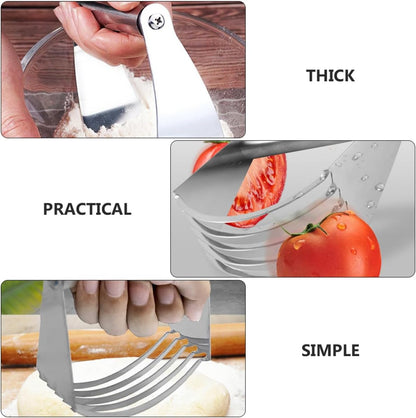 Stainless Steel Dough Blender and Pastry Cutter with Handle Portable Kitchen Baking Tool for Mixing Bread and Pie Dough for Home Use