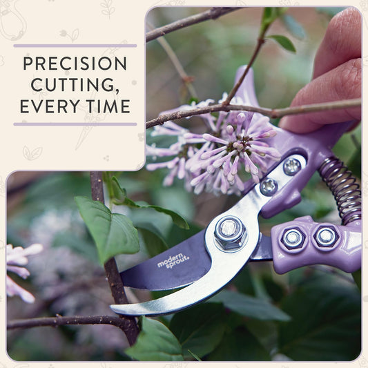 Hand Pruners+Shears Set w/Blister -Gardening Tools - Lavender | Lightweight Accessories W/Easy Lock - Sharp Carbon Steel Blades - Rust-Resistant- Used for Herbs & Flowers -Ideal for Gifting