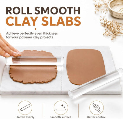 12 Pcs Polymer Clay Tools Kit, Acrylic Roller Rolling Pin Cutters