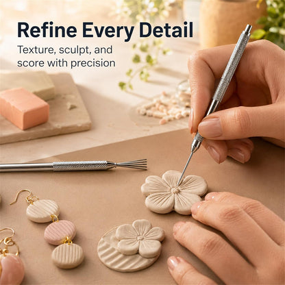 12 Pcs Polymer Clay Tools Kit, Acrylic Roller Rolling Pin Cutters