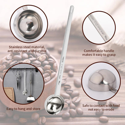 2 Tablespoon Coffee Scoop Stainless Steel Long Handle Measuring Spoon 2 tbsp Measuring spoon 30 ml Coffee Scoop 2 tablespoon Scoop for Ground Coffee