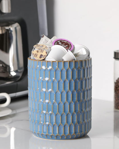 Utensil Holder Set of 2, Large & Small Ceramic Crocks for Kitchen | Countertop, Farmhouse Kitchen Decor, Thick Durable Utensil Crock Organizer, Beige