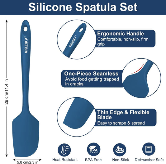 4 Pcs Silicone Spatula Set, 11.4 In, 600°F Heat Resistant (Blue)