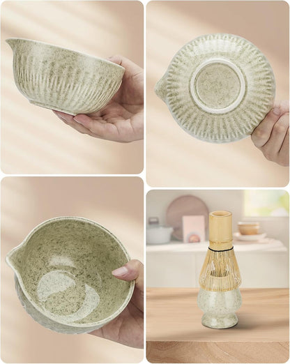 20Oz Matcha Whisk Set，7 Pcs Matcha Kit Includes Matcha Bowl, Whisk & Holder, Bamboo Scoop, Scoop Rest, Sifter & Tea Towel - Perfect for Matcha Tea Ceremony