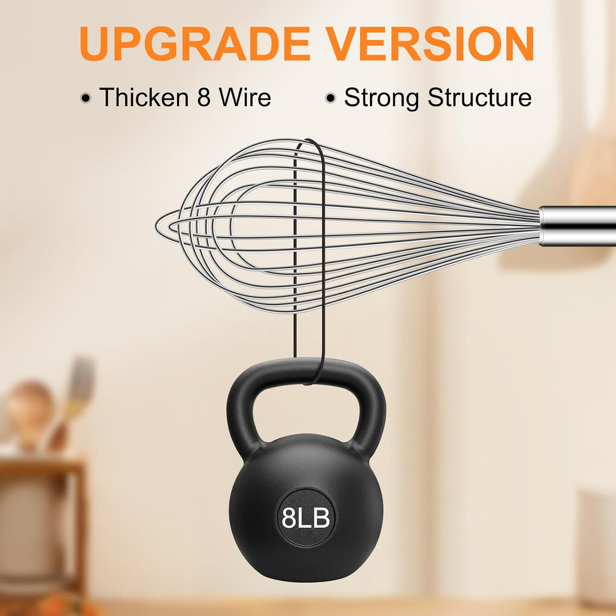 Stainless Steel Whisk Set of 4, Food Grade Balloon Whisk Egg Beater, Thicken Wire Mixing Whisk for Baking, Cooking, Whisking Cream, Sauce, Pancake Batter