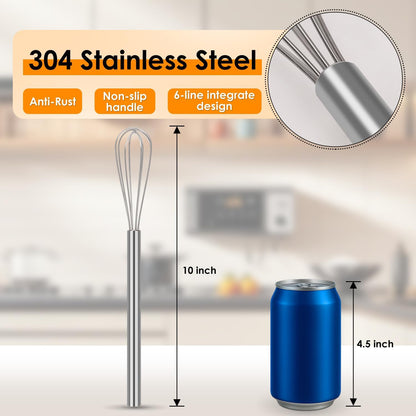 Stainless Steel Whisk Set of 4, Food Grade Balloon Whisk Egg Beater, Thicken Wire Mixing Whisk for Baking, Cooking, Whisking Cream, Sauce, Pancake Batter