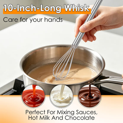 Stainless Steel Whisk Set of 4, Food Grade Balloon Whisk Egg Beater, Thicken Wire Mixing Whisk for Baking, Cooking, Whisking Cream, Sauce, Pancake Batter