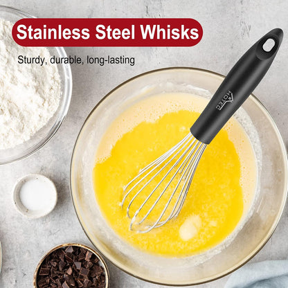 Stainless Steel Whisk Set of 4, Food Grade Balloon Whisk Egg Beater, Thicken Wire Mixing Whisk for Baking, Cooking, Whisking Cream, Sauce, Pancake Batter