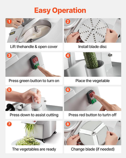 Commercial Food Processor 550W Electric Vegetable Slicer 6 Blades