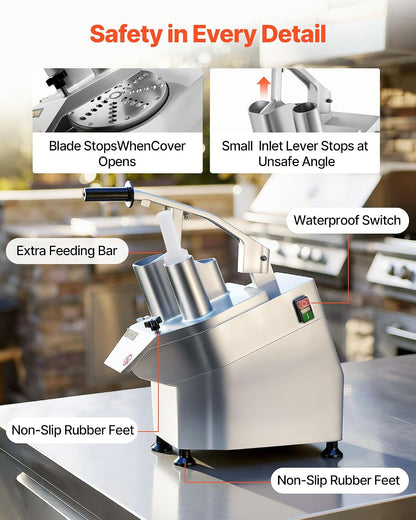 Commercial Food Processor 550W Electric Vegetable Slicer 6 Blades