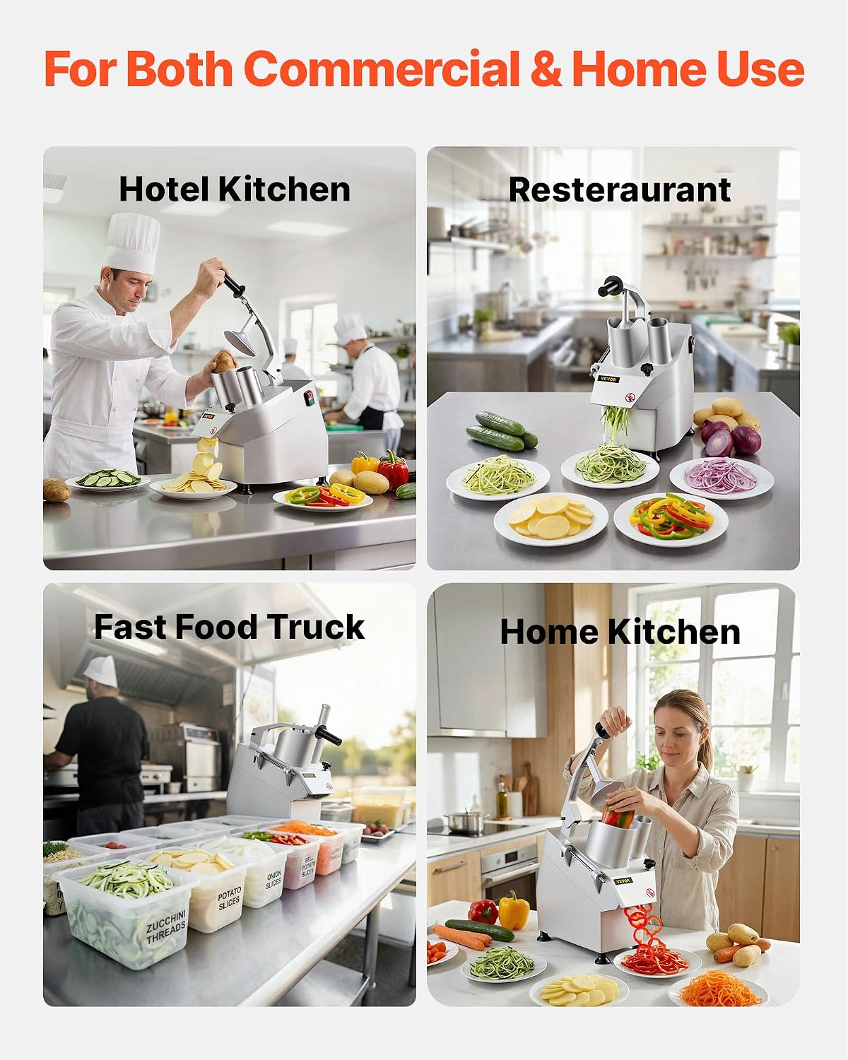 Commercial Food Processor 550W Electric Vegetable Slicer 6 Blades