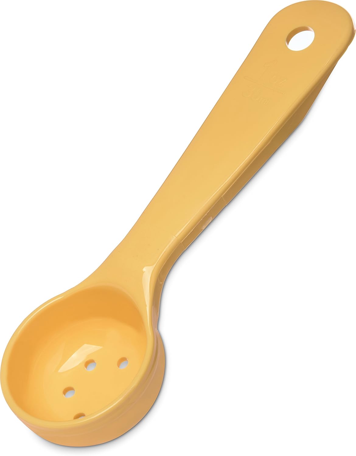 8" 3 oz Perforated Portion Control Spoon – Short Handle spoon – Flat Bottom spoon, Dishwasher Compatible, White