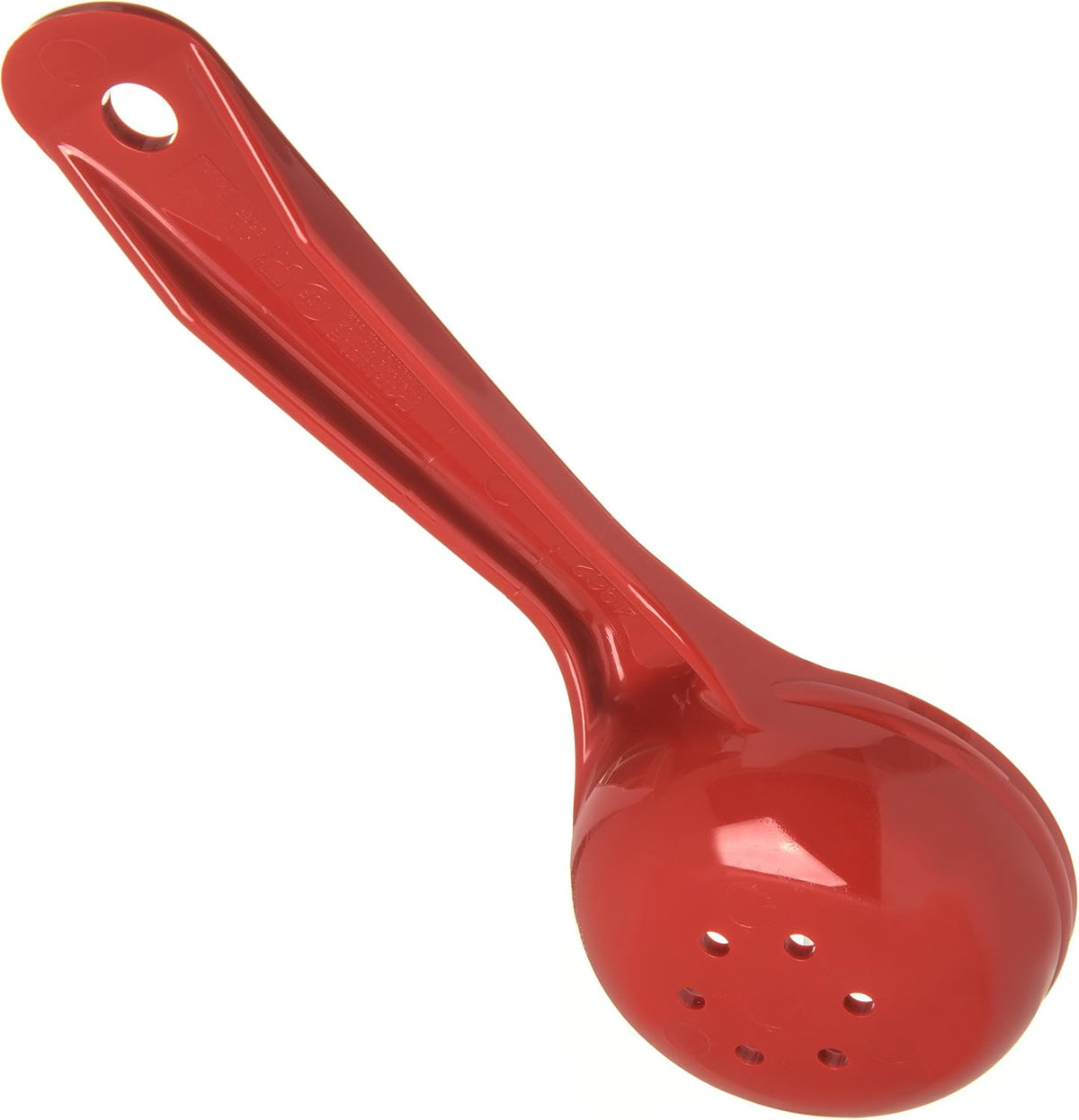8" 3 oz Perforated Portion Control Spoon – Short Handle spoon – Flat Bottom spoon, Dishwasher Compatible, White