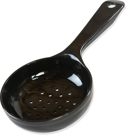 8" 3 oz Perforated Portion Control Spoon – Short Handle spoon – Flat Bottom spoon, Dishwasher Compatible, White