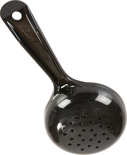 8" 3 oz Perforated Portion Control Spoon – Short Handle spoon – Flat Bottom spoon, Dishwasher Compatible, White