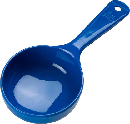 8" 3 oz Perforated Portion Control Spoon – Short Handle spoon – Flat Bottom spoon, Dishwasher Compatible, White