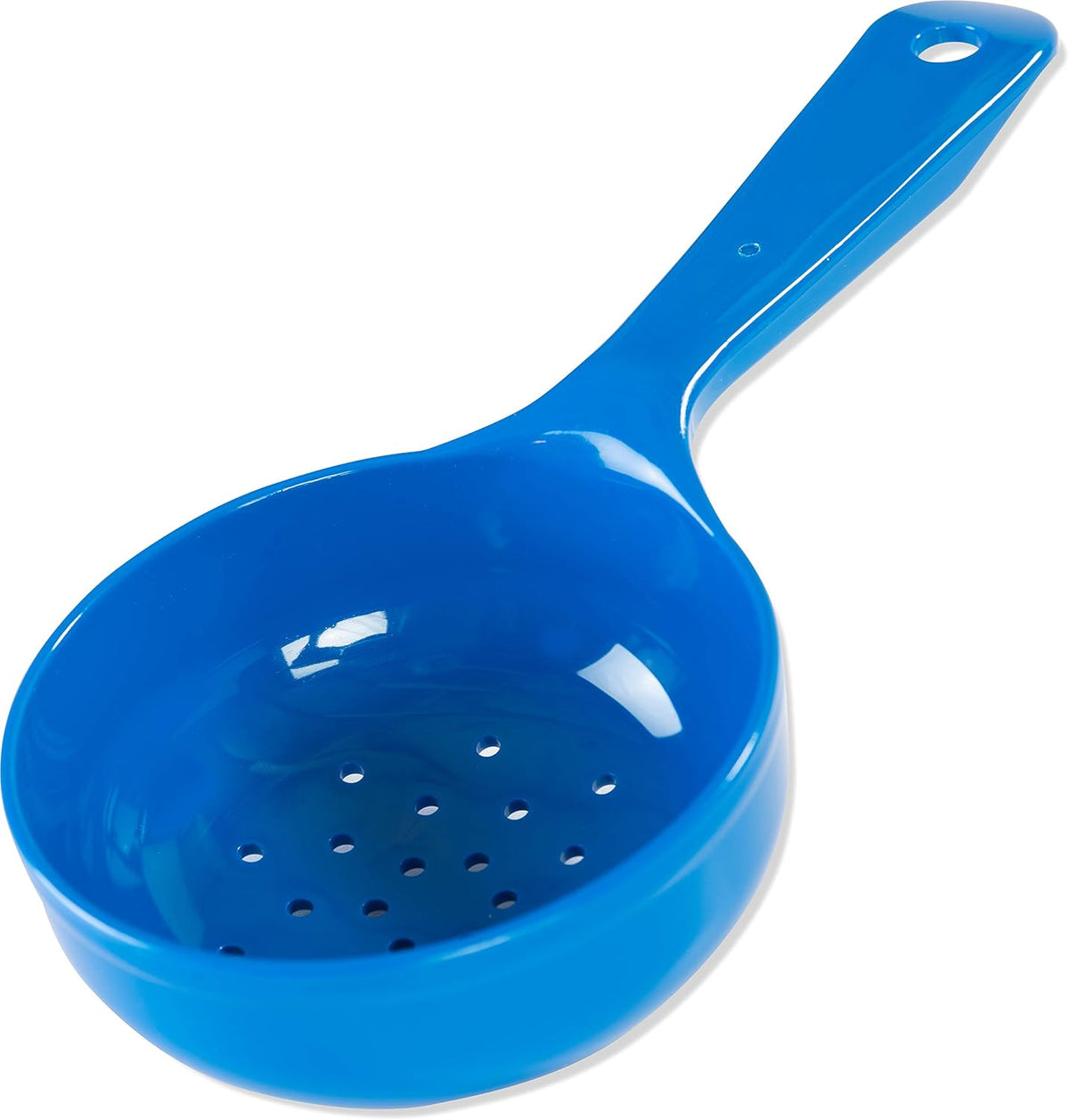 8" 3 oz Perforated Portion Control Spoon – Short Handle spoon – Flat Bottom spoon, Dishwasher Compatible, White