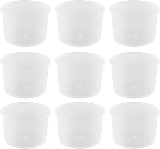 Disposable Measuring Cup 50pcs 10ml Laboratory Test Cups with Scales Transparent Mixing Cup Plastic Liquid Measuring Cups