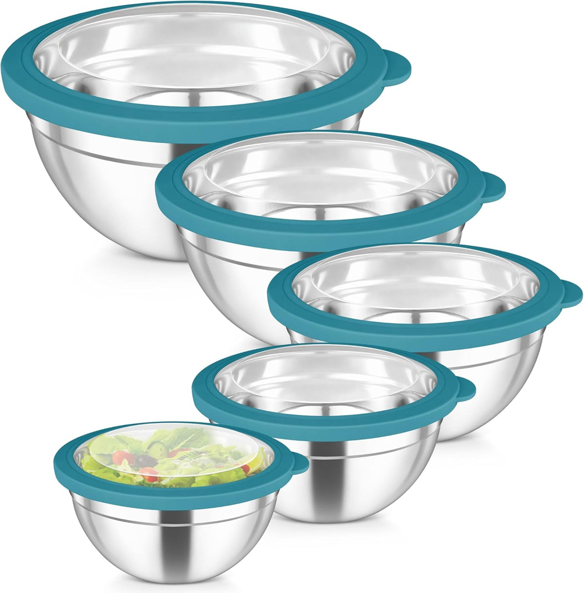 Mixing Bowls with Lids Set of 5, Stainless Steel Salad Bowls