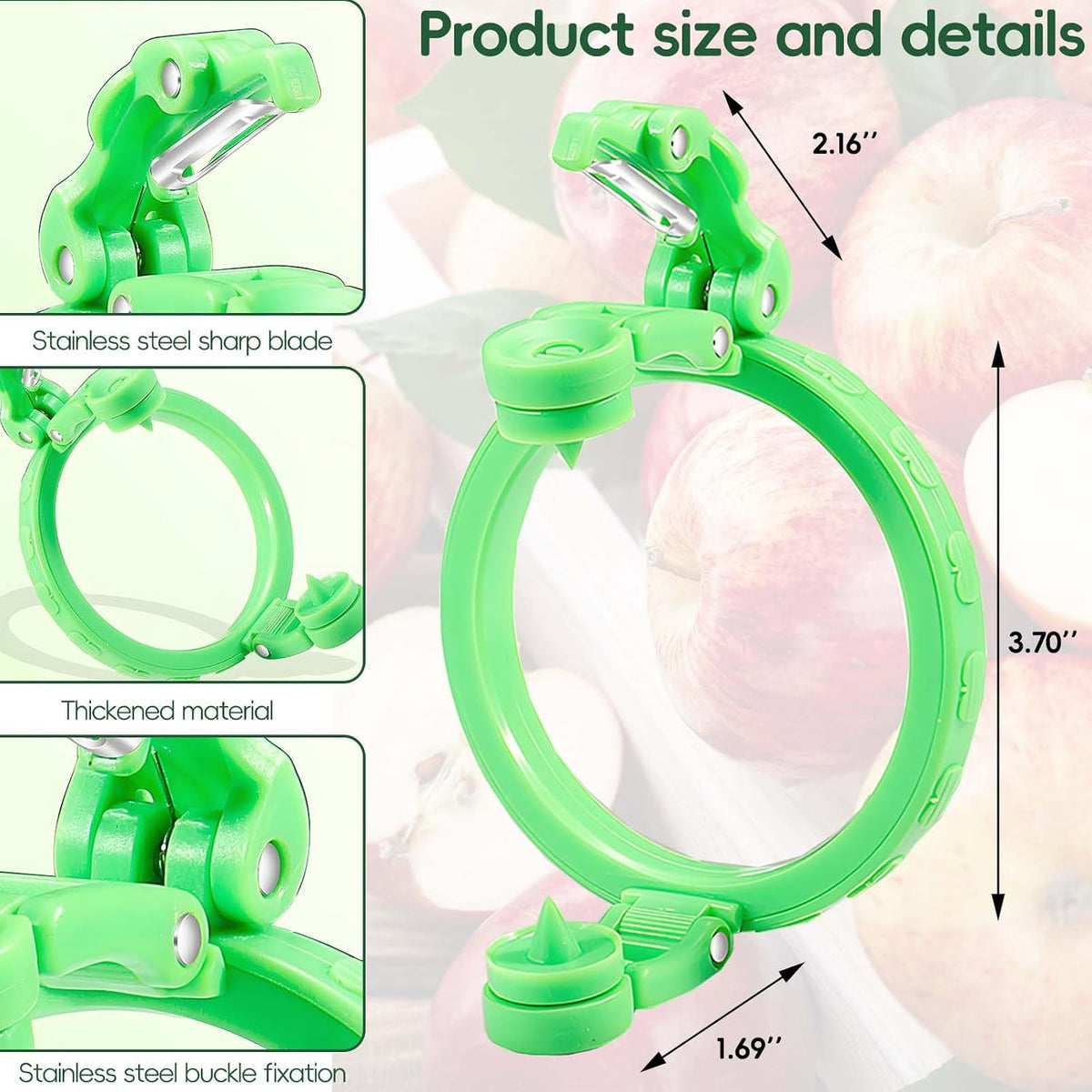 2Pcs Handheld Rotary Apple Peeler – 2025 New Fun Fruit Peeler for Pears Peaches | Manual Peeling Tool,Stainless Steel Blade | Foldable & Adjustable Slicer Gadget for Kitchen