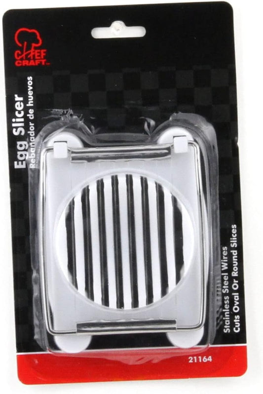 Basic Plastic Egg Slicer, 4 inches in length 8 stainless steel wires, White