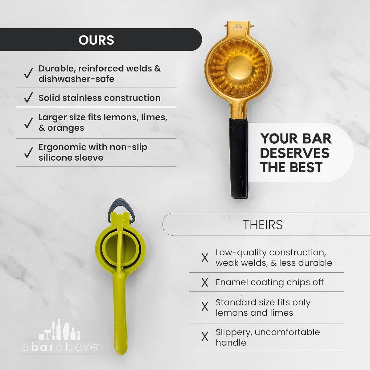 Hand Press Juicer for Cocktails, Heavy Duty, Silver Finish