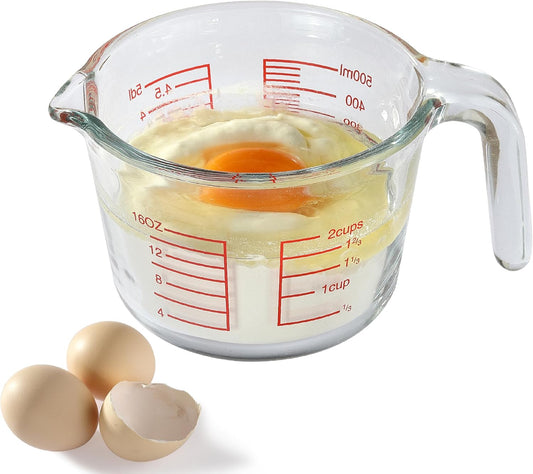 Glass Measuring Cup For Baking and Cooking, Apartment Kitchen Tools (16 oz) | Dishwasher, Freezer, Microwave and Oven Safe