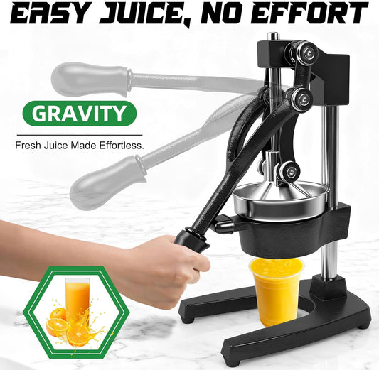 Hand Press Juicer Machine, Commercial Heavy Duty Cast Iron manual Press, for Orange Juice Lime Lemon Pomegranate, Easy to Use & Clean