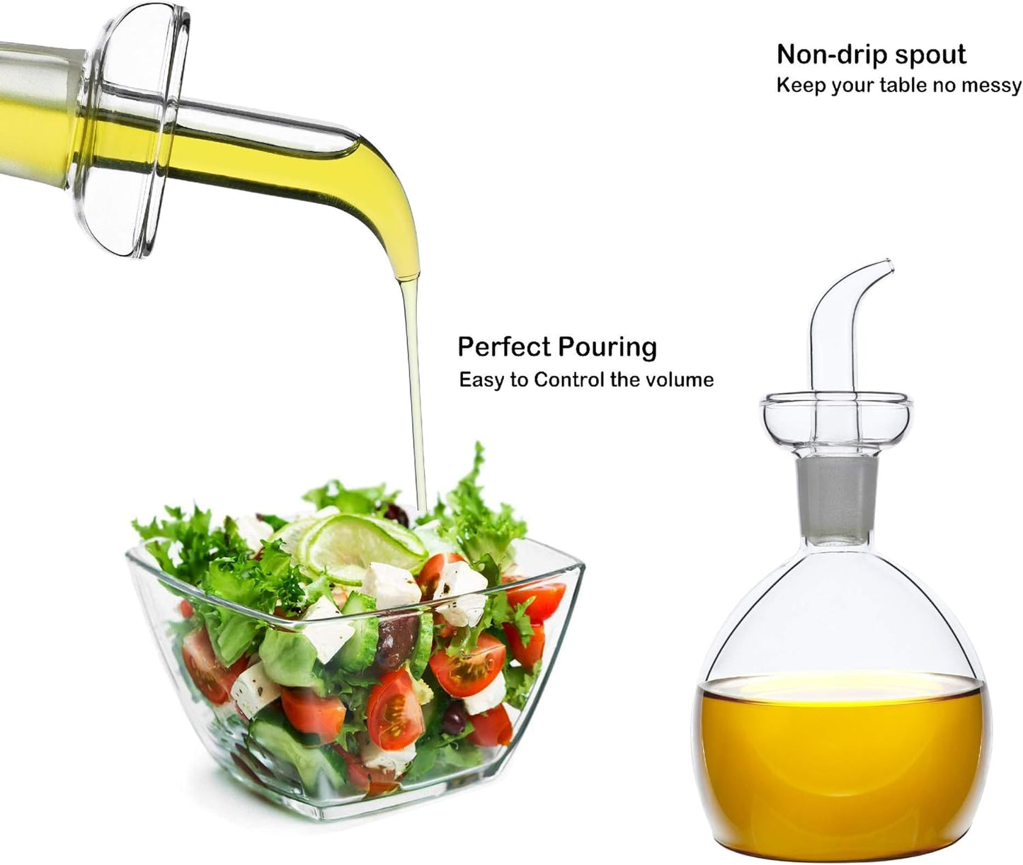5 oz / 150 ml No Funnel Needed Olive Oil & Vinegar Dispenser Glass Cruet Decanter for Kitchen,Lab glassware seal handicraft Keeps Fresh Longer