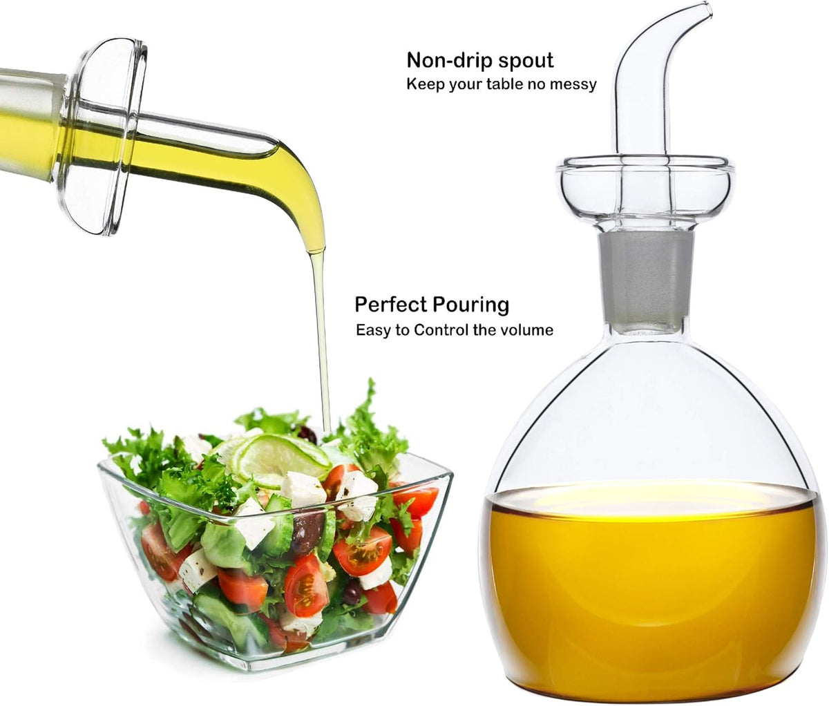 5 oz / 150 ml No Funnel Needed Olive Oil & Vinegar Dispenser Glass Cruet Decanter for Kitchen,Lab glassware seal handicraft Keeps Fresh Longer