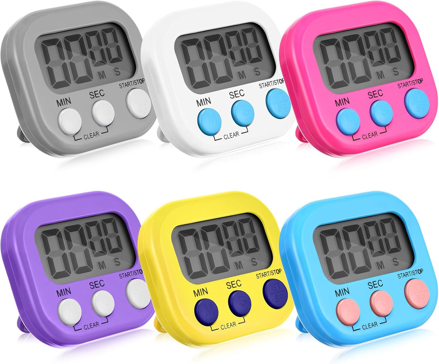 24 Pcs Digital Kitchen Timer Magnetic Timer Bulk On/Off Switch Minute Second Count up Countdown Loud Alarm for Exercise Cook Baking (Blue,Green)
