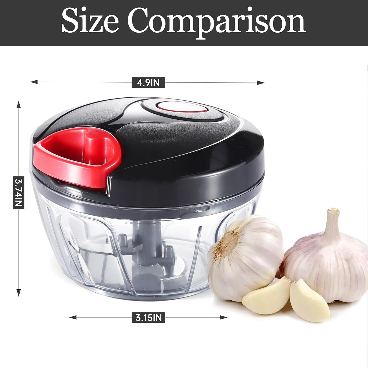 Manual Food Chopper Vegetable Cutter, Hand String Vegetable Chopper Onions Cutter for Vegetable Fruits Nuts BPA Free Food Safe Material, 500ml Gray
