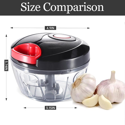 Manual Food Chopper Vegetable Cutter, Hand String Vegetable Chopper Onions Cutter for Vegetable Fruits Nuts BPA Free Food Safe Material, 500ml Gray