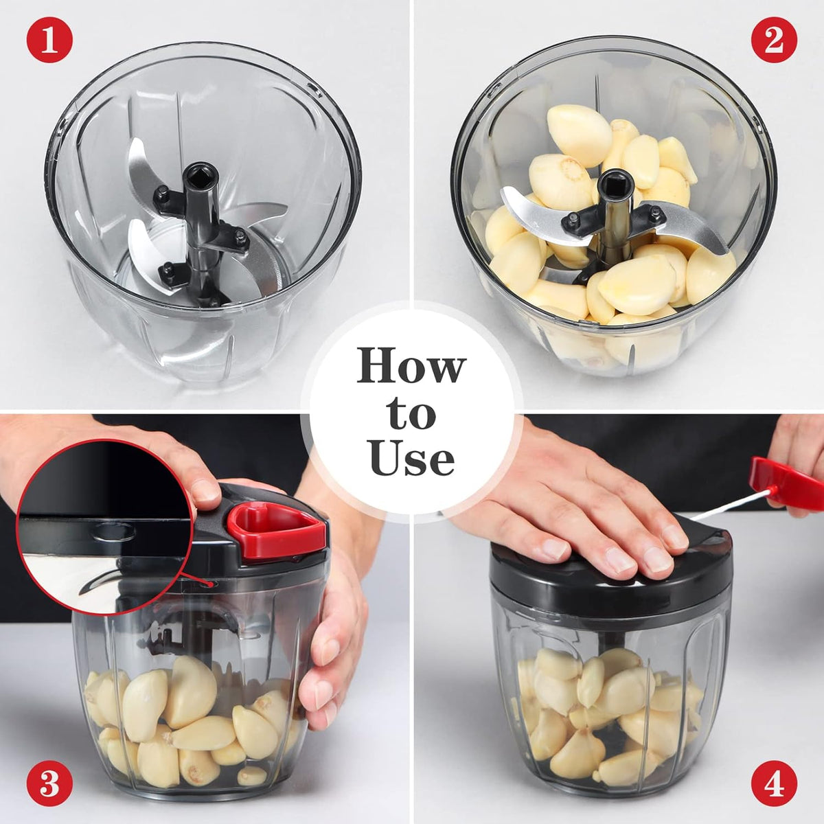 Manual Food Chopper Vegetable Cutter, Hand String Vegetable Chopper Onions Cutter for Vegetable Fruits Nuts BPA Free Food Safe Material, 500ml Gray