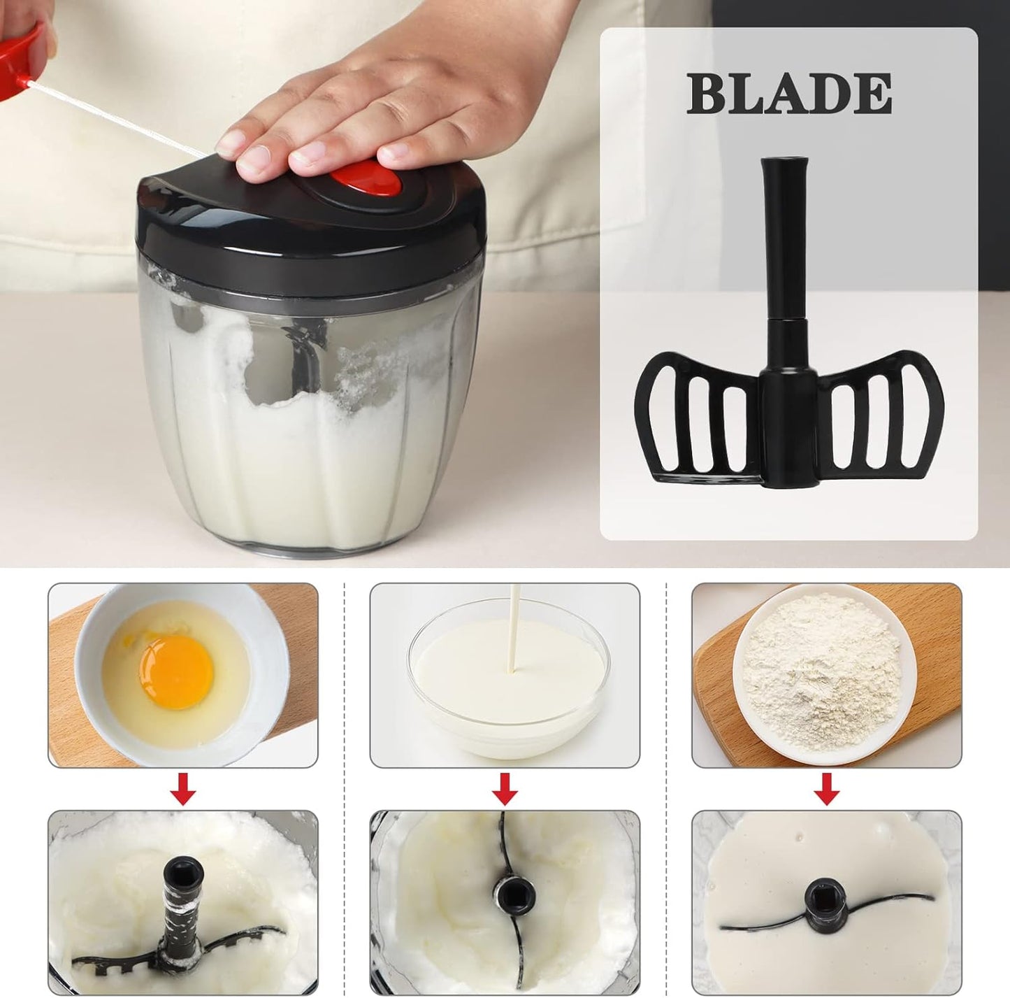 Manual Food Chopper Vegetable Cutter, Hand String Vegetable Chopper Onions Cutter for Vegetable Fruits Nuts BPA Free Food Safe Material, 500ml Gray