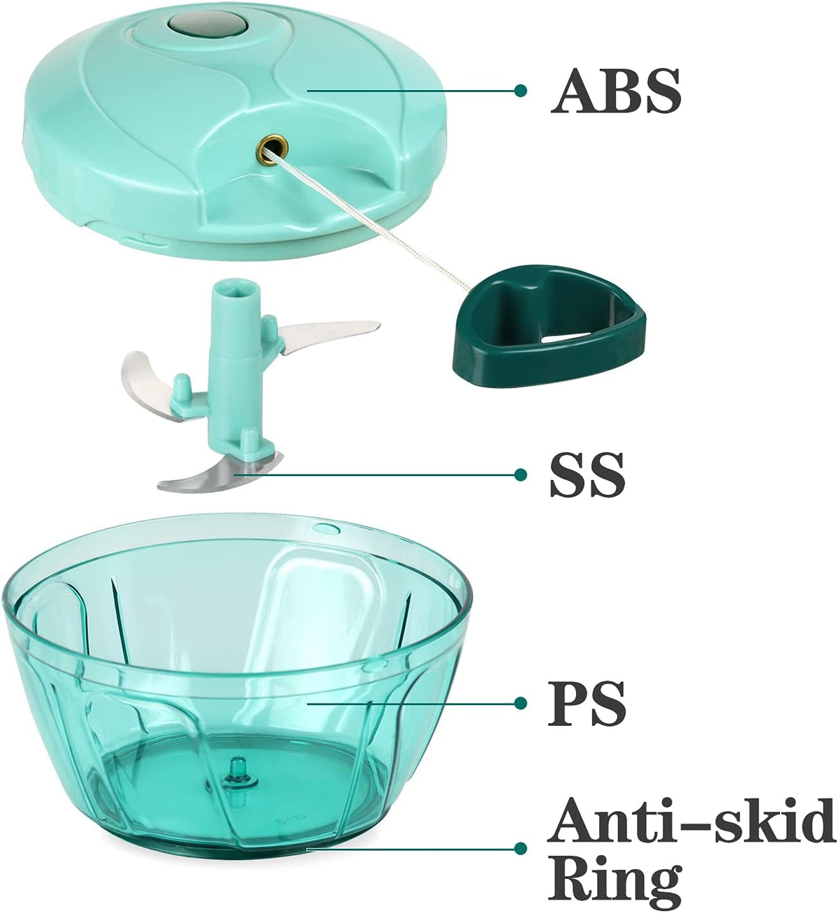 Manual Food Chopper Vegetable Cutter, Hand String Vegetable Chopper Onions Cutter for Vegetable Fruits Nuts BPA Free Food Safe Material, 500ml Gray