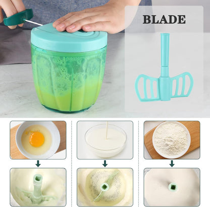 Manual Food Chopper Vegetable Cutter, Hand String Vegetable Chopper Onions Cutter for Vegetable Fruits Nuts BPA Free Food Safe Material, 500ml Gray