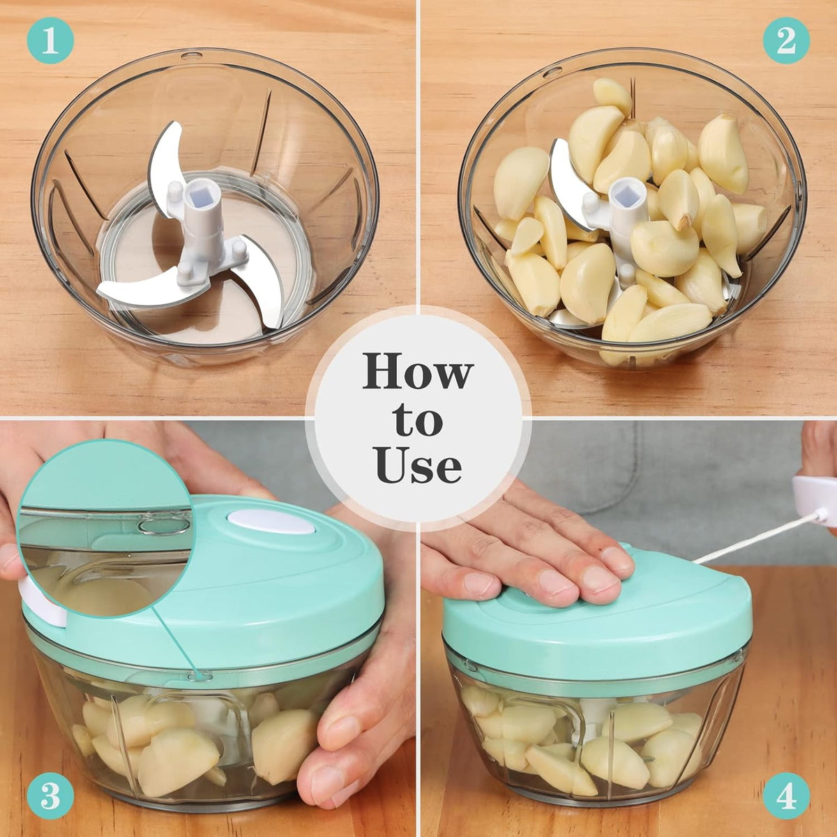 Manual Food Chopper Vegetable Cutter, Hand String Vegetable Chopper Onions Cutter for Vegetable Fruits Nuts BPA Free Food Safe Material, 500ml Gray