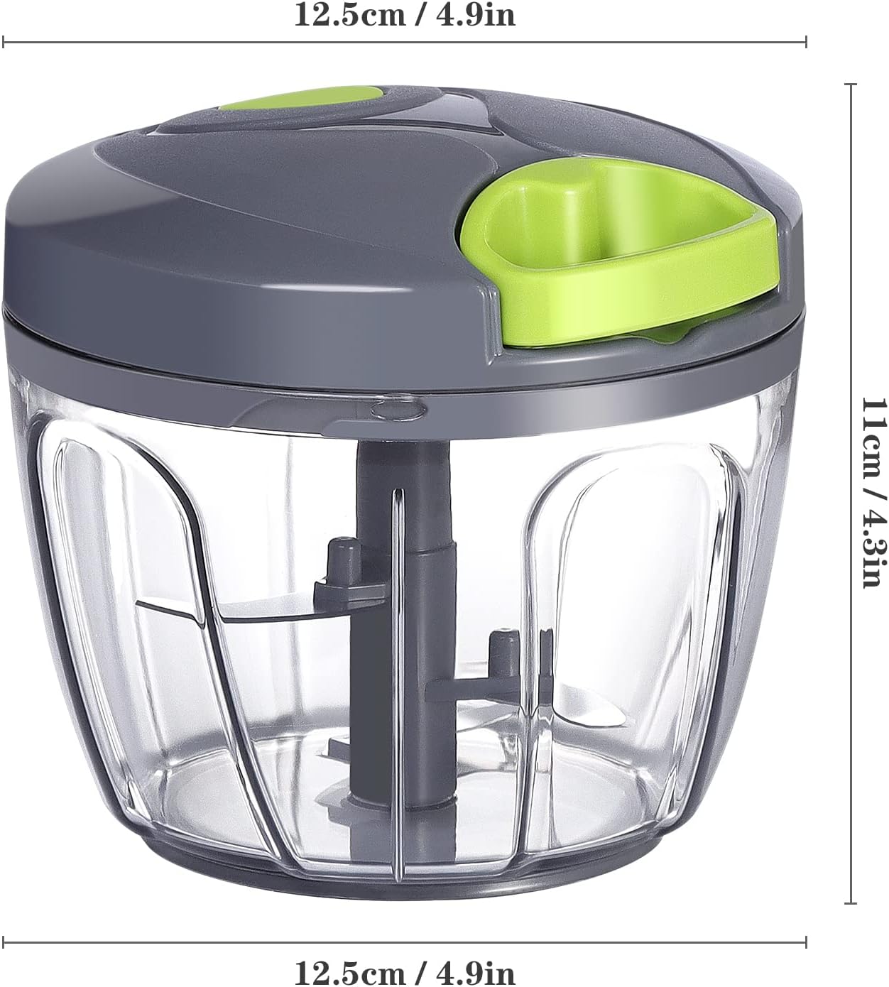 Manual Food Chopper Vegetable Cutter, Hand String Vegetable Chopper Onions Cutter for Vegetable Fruits Nuts BPA Free Food Safe Material, 500ml Gray