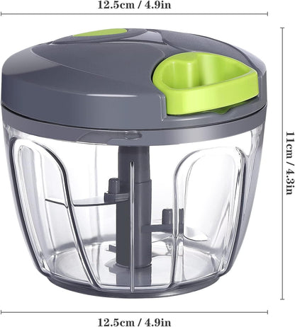 Manual Food Chopper Vegetable Cutter, Hand String Vegetable Chopper Onions Cutter for Vegetable Fruits Nuts BPA Free Food Safe Material, 500ml Gray