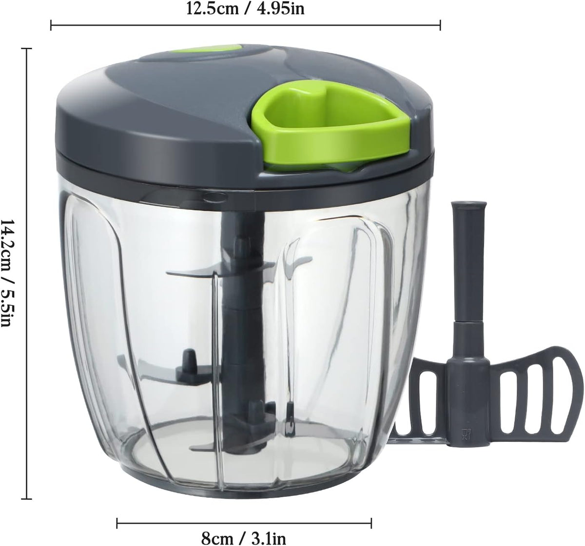 Manual Food Chopper Vegetable Cutter, Hand String Vegetable Chopper Onions Cutter for Vegetable Fruits Nuts BPA Free Food Safe Material, 500ml Gray