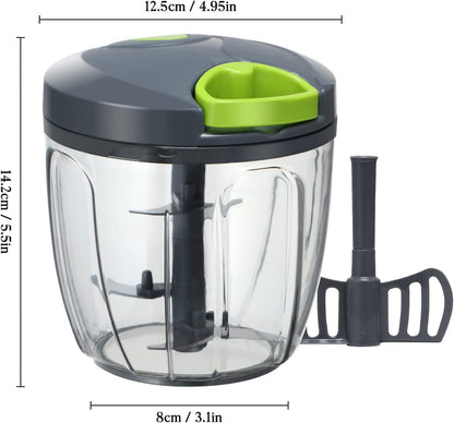 Manual Food Chopper Vegetable Cutter, Hand String Vegetable Chopper Onions Cutter for Vegetable Fruits Nuts BPA Free Food Safe Material, 500ml Gray