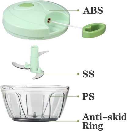 Manual Food Chopper Vegetable Cutter, Hand String Vegetable Chopper Onions Cutter for Vegetable Fruits Nuts BPA Free Food Safe Material, 500ml Gray